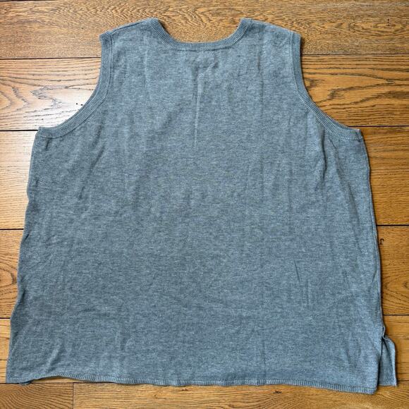 Woman Within Gray Sweater Vest 3X Work Academia Closet Staple Layer Pullover - Picture 2 of 7